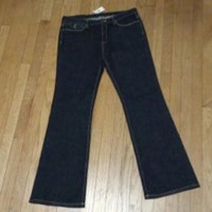 NWT WOMENS JEANS 2008 BANANA REPUBLIC MID RISE FLARE PLUS SIZE 14 LONG FLAP PKT